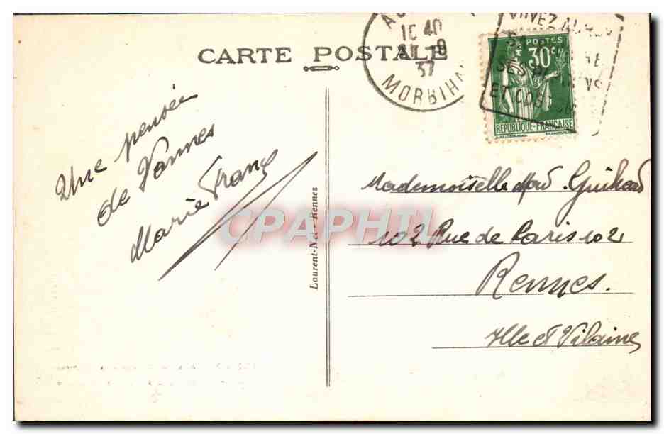 Vannes et sa Femme — Maison ayant appartenu à Gilles de Bretagne — N° 808 — Rückseite