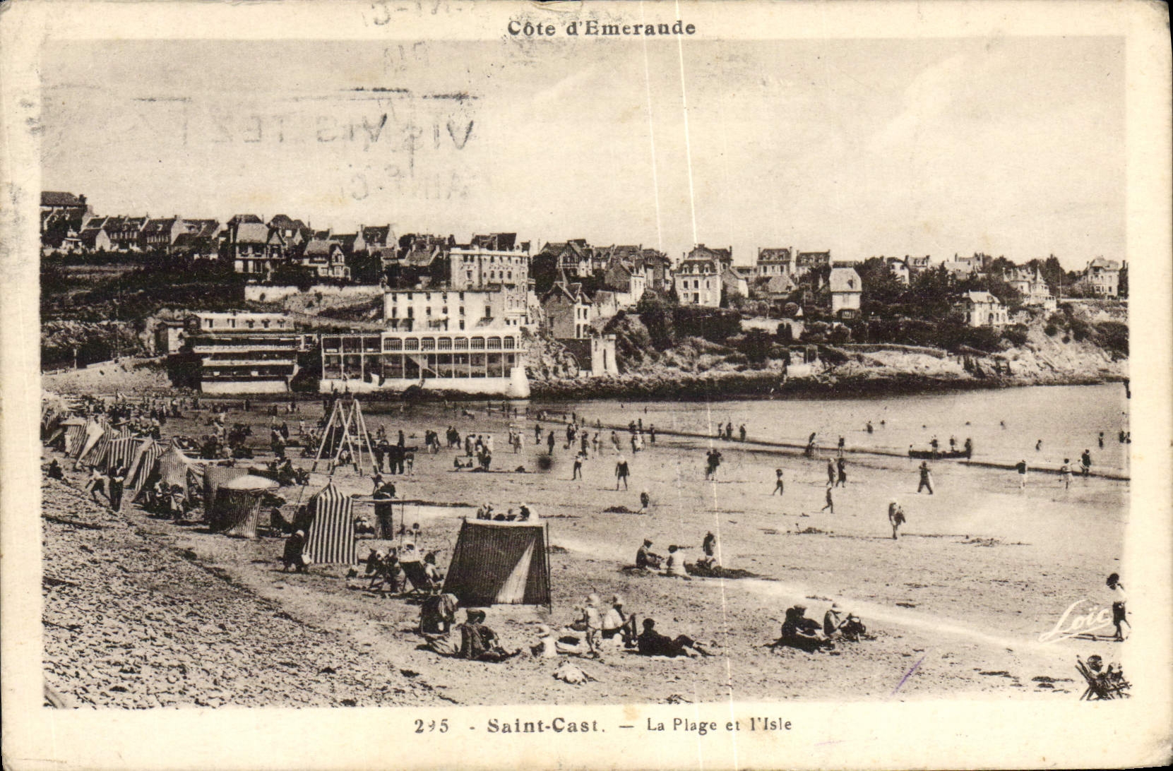 Saint-Cast — La Plage et l'Île — Côte d'Emerande, éditeur Lois, n° 295