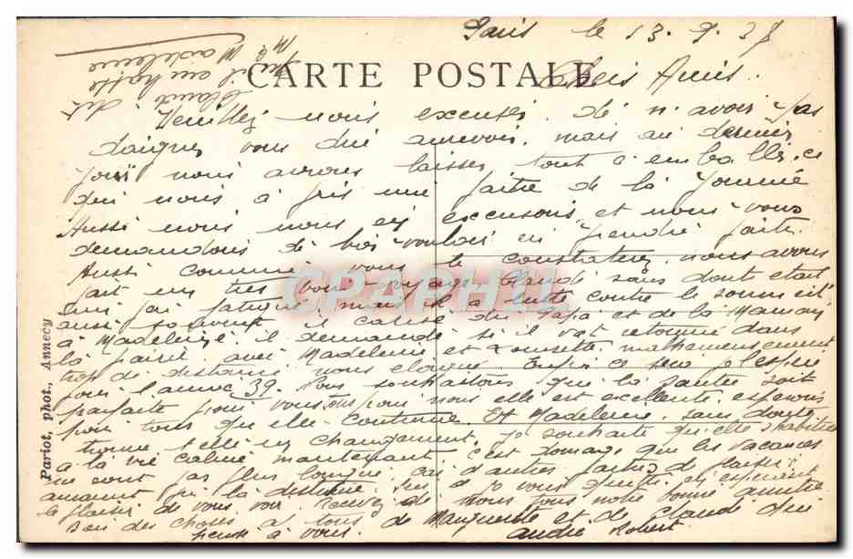 CPA Sites Pittoresques De Savoie Chamonix L'aiguille du Dru — Verso