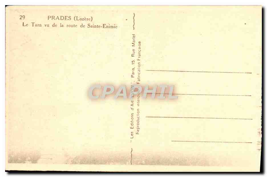 Le Tarn vu de la route de Sainte-Enimie — Prades (Lozère) — Les Editions d'Art WYGN, Paris — Reverso