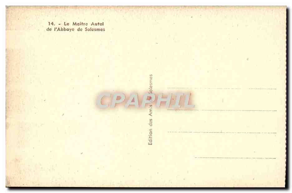 CPA Le Maitre Autel de l'Abbaye de Solesmes — Rückseite