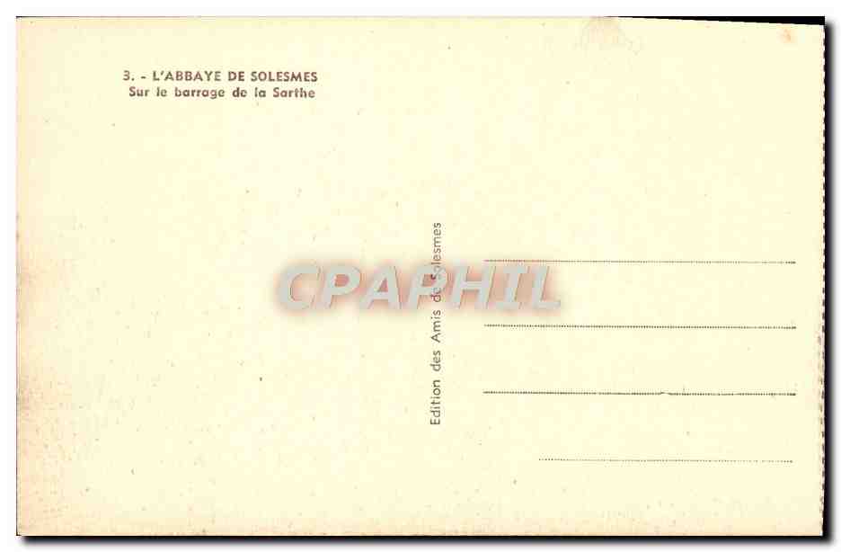 CPA L'Abbaye De Solesmes Sur Le Barrage De La Sarthe — Rückseite