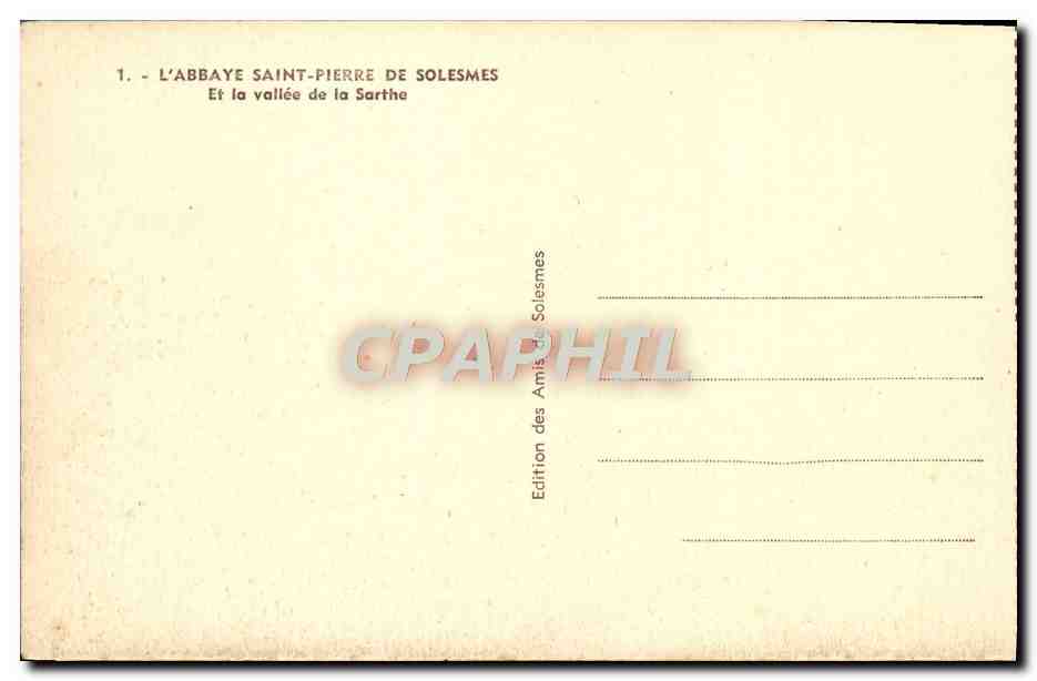 CPA L'Abbaye Saint Pierre De Solesmes Et La Vallee De La Sarthe — Rückseite