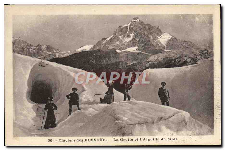 Glaciers des Bossons — La Grotte et l'Aiguille du Midi — L. Morand, phot.édit.