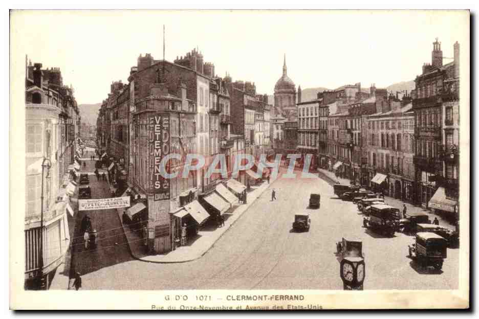 CPA Clermont Ferrand Rue du Onze Novembre et avenue des Etats Unis