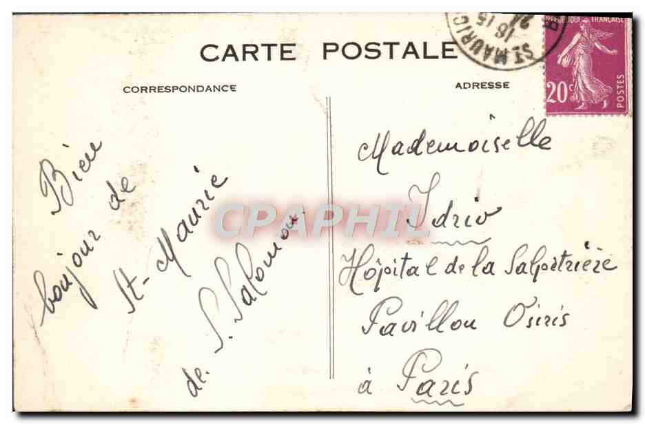 CPA St Maurice Asile National Des Convalescents Vue Generale — Rückseite
