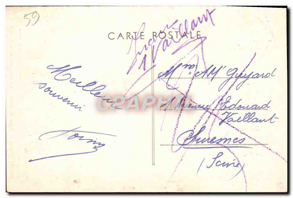 CPA Douai Hotel De Ville La Chapele Et Le Beffroi — Rückseite