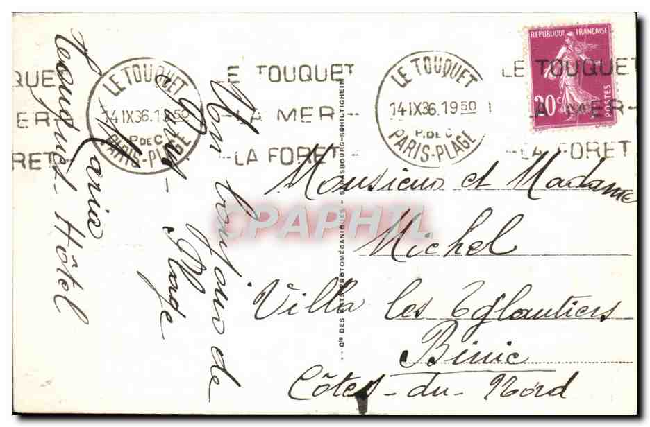 CPA Le Touquet Paris Plage La piscine La digue promenade et ses villas  — Rückseite