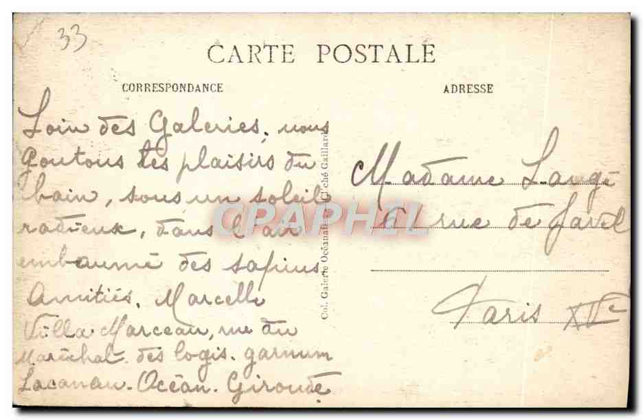 Lacanau-Océan (Gironde) — Vue sur Lacanau, prise de la plus haute dune — éditeur inconnu, n° 18 — Reverso
