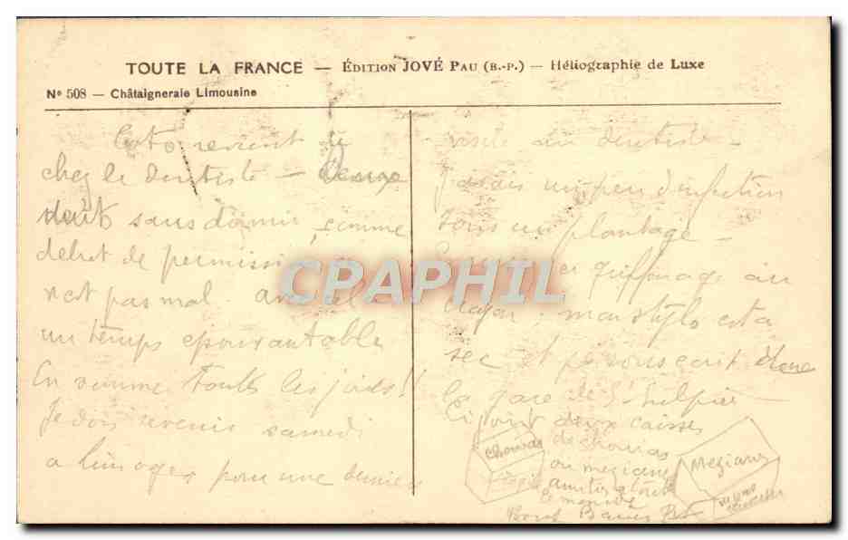 CPA Chataignerie limousine — Verso