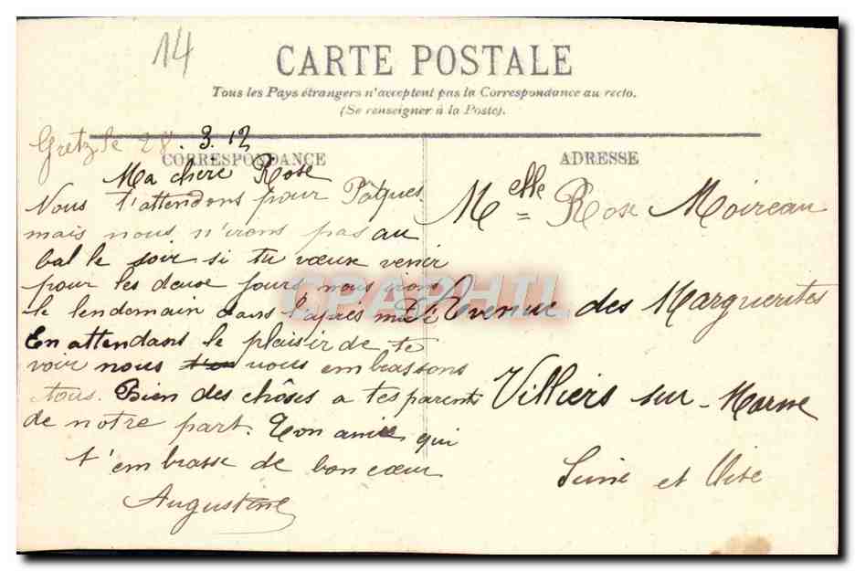 CPA Deauville la villa et le grand hotel Roxelane — Rückseite