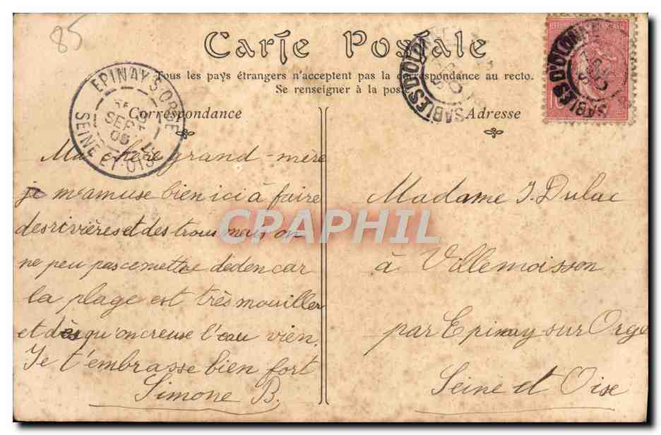 Les Sables-d'Olonne — Sur la Plage — ND Plaat — Achterkant