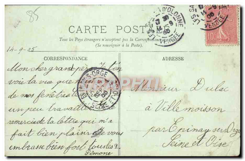 Tarjeta postal antigua Les Sables Dolonne Vers la Pleine Mer Enfants Bateaux — Reverso