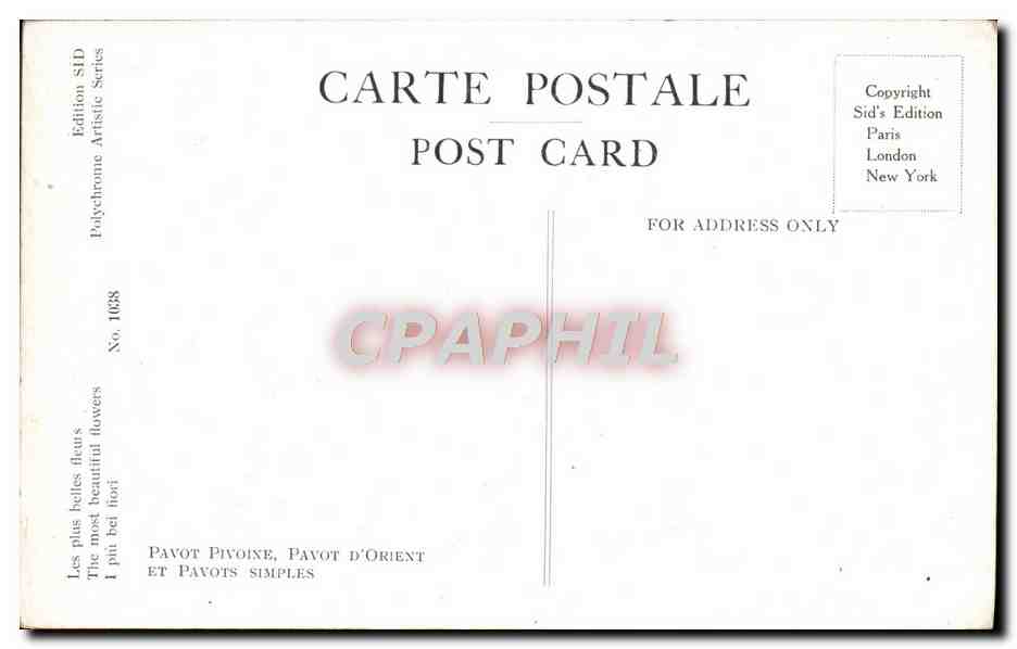 CPA Fantaisie Fleurs — Rückseite