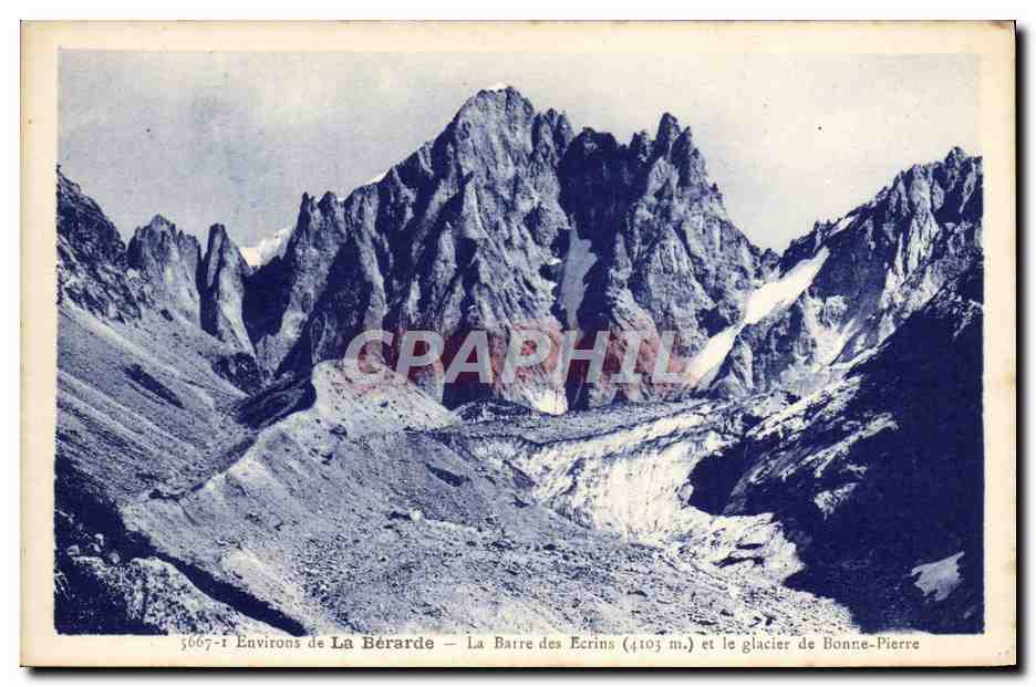 Environs de La Bérarde — La Batte des Écrins (4103 m.) et le glacier de Bonne-Pierre — A. Hurlier, Grenoble