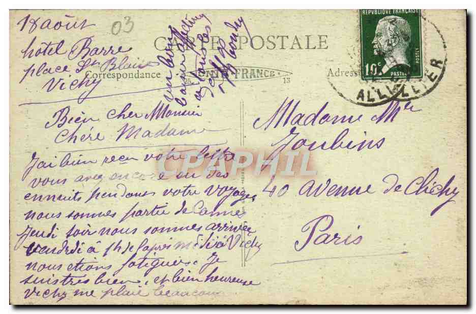 CPA Vichy Source des Celestins — Verso