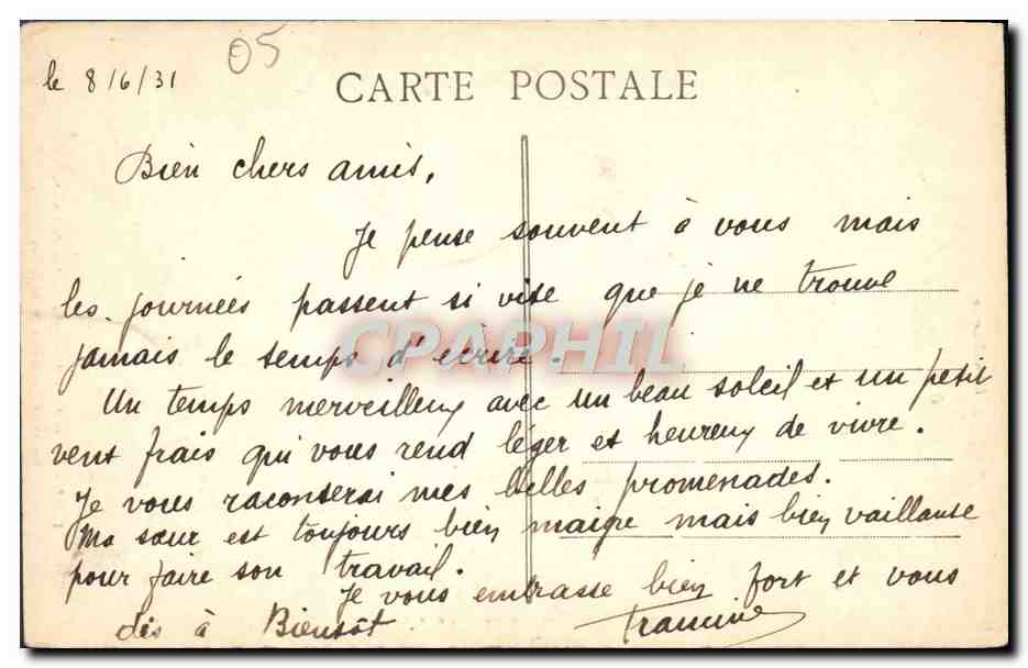 Rocher de l'Aigle — Vallée de la Méouge — Route de Laragne à Baret-le-Bas — Mise Joubert, Gap, n°1287 — Rückseite