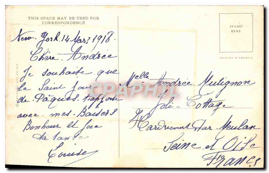 CPA Fantaisie Femme Lapin  — Verso
