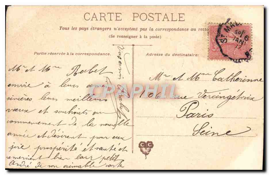 CPA Fantaisie Fleurs — Rückseite