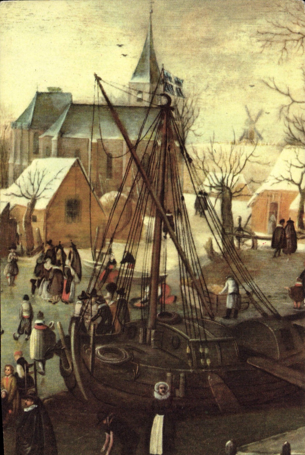 CPA Fantaisie Winterlandschap van H Avercamp Bateau