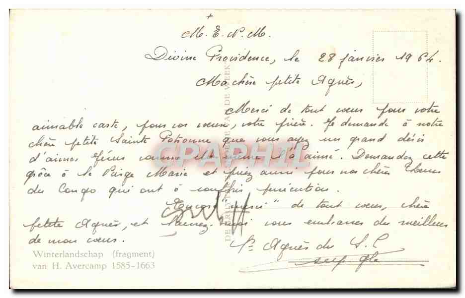 CPA Fantaisie Winterlandschap van H Avercamp Bateau — Verso