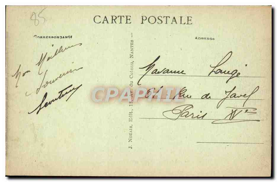 De CROIX-de-VIE à SION (Vendée) — Les Falaises — J. Nozais, Édit. 18, AV. du Coteau, Nantes — Rückseite