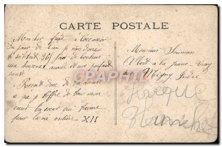 Femme en robe ornée — Bonne Année 1910 — BBM n°27 — Verso