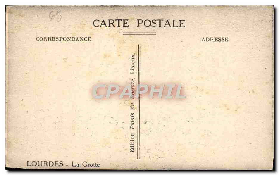 CPA Lourdes La Grotte  — Verso