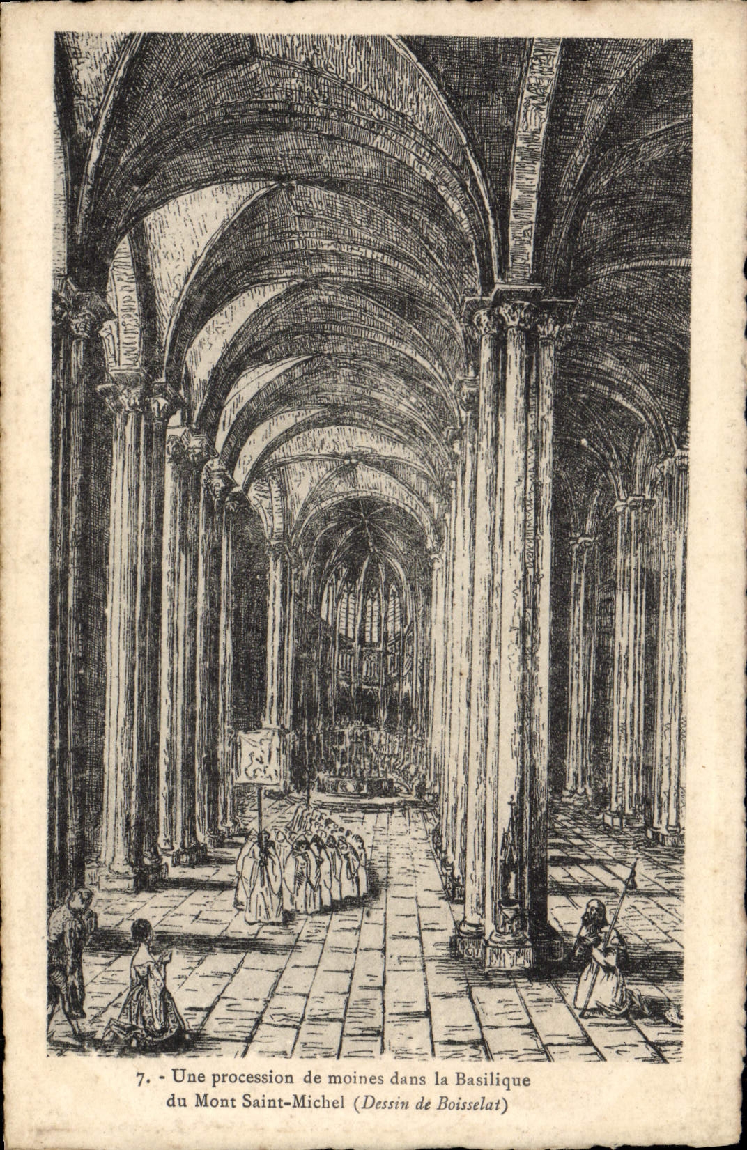 CPA Une procession de moines dans la Basilique du Mont Saint Michel 