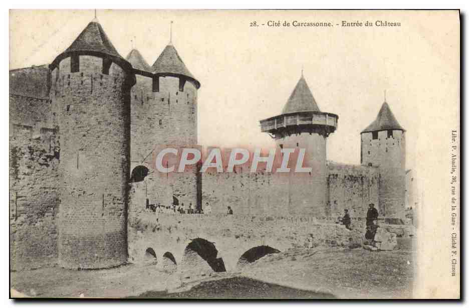 CPA Cite de Carcassonne Entree du Chateau 