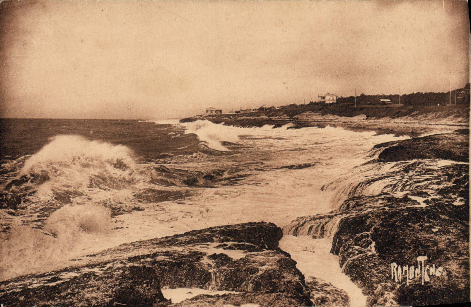 La Côte d'Argent - SAINT-PALAIS — Tempête à la Grande-Côte — Éditions d'Art Raymont-Bergevin, La Rochelle