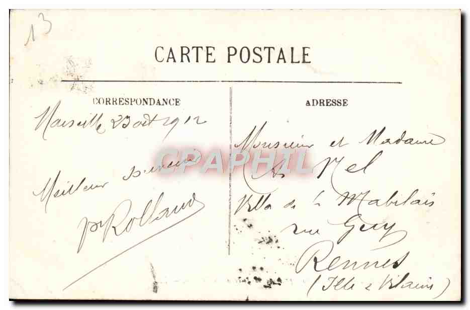 CPA Marseille La Cathedrale prise de la Jetee de la Joliette  — Verso