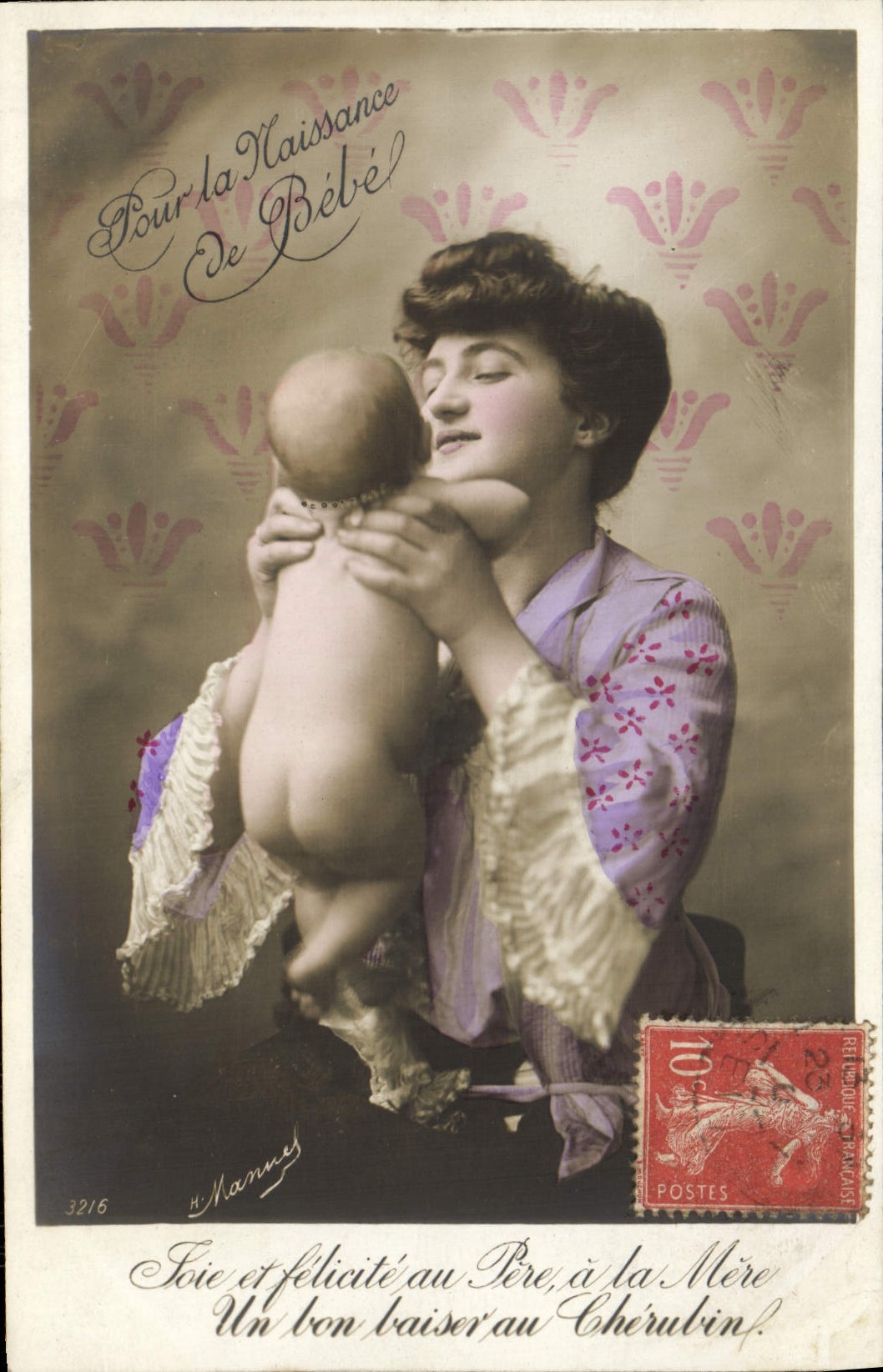 Naissance d'un bébé — Mère et enfant — Éditeur H. Mannes, n° 3216