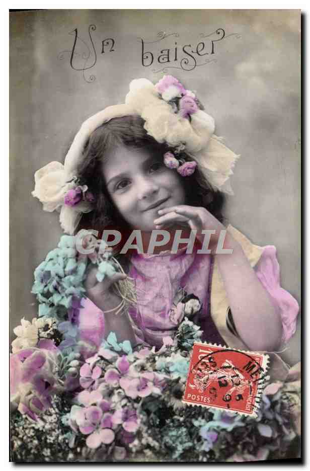 CPA Fantaisie Enfant Un baiser 