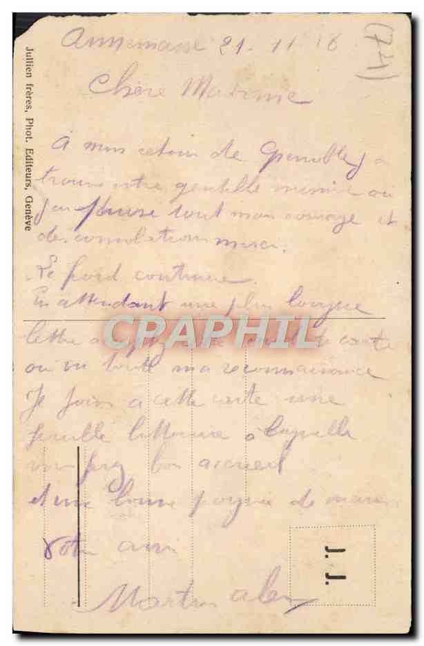 Cartolina d'epoca St Gervais les Bains et Tete noire — Verso