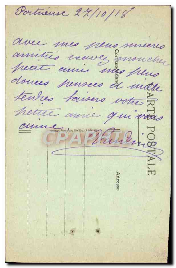 An den Ufern des Ozeans — Schutz vor neugierigen Blicken — "Coucou" — Verlag Postkarte — Rückseite
