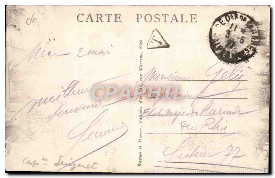 CPA Nice Les Jardin Albert 1er et le Casino Municipal  — Rückseite