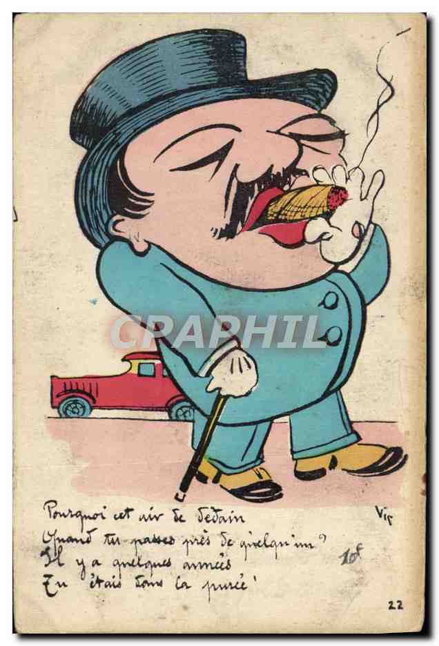 CPA Humour Homme au cigare Tabac