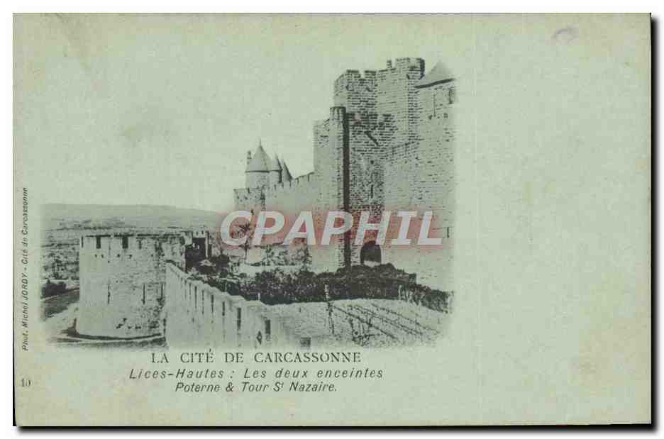 CPA La Cite de Carcassonne Lices hautes Les deux enceintes Poterne et tour St Nazaire