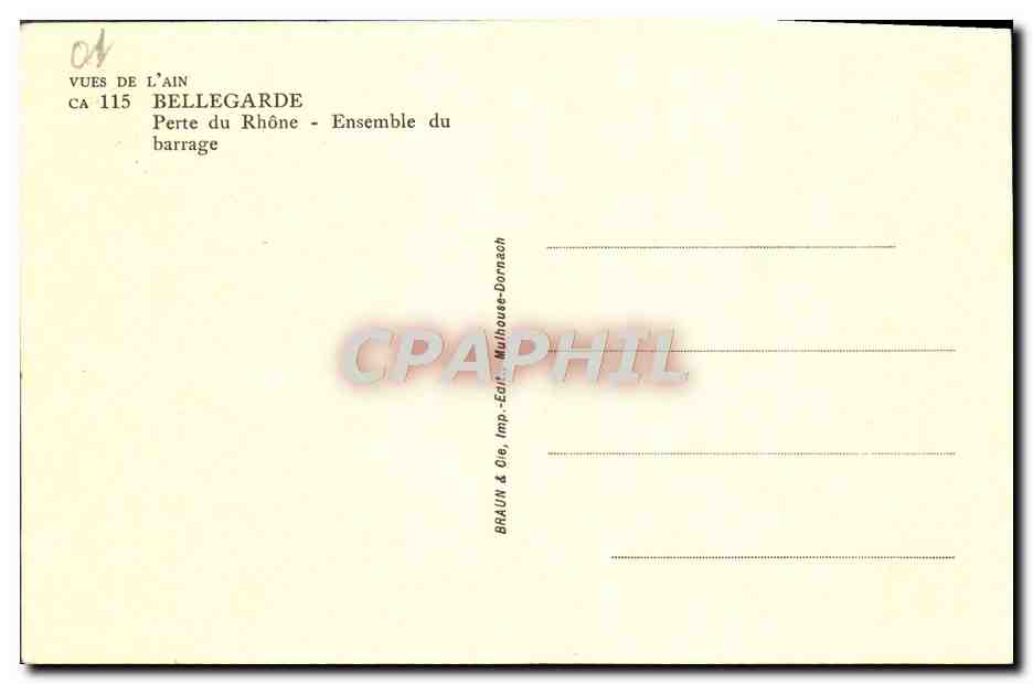 CPA Bellegarde Perte du Rhone Ensemble du barrage  — Rückseite