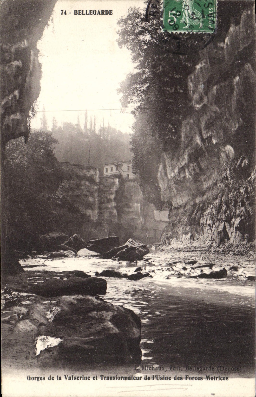 Gorges de la Valserine et Transformateur de l'Usine des Forces Motrices — L. Michaux, édit. Bellegarde (Dép. 74)