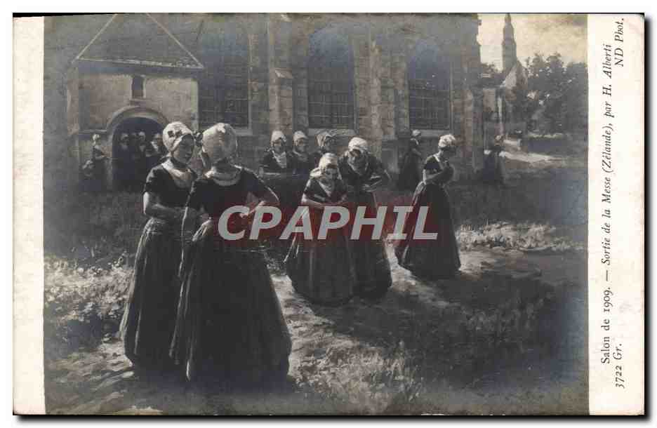 CPA Salon de 1909 Sortie de la Messe Zelande par H Alberti 