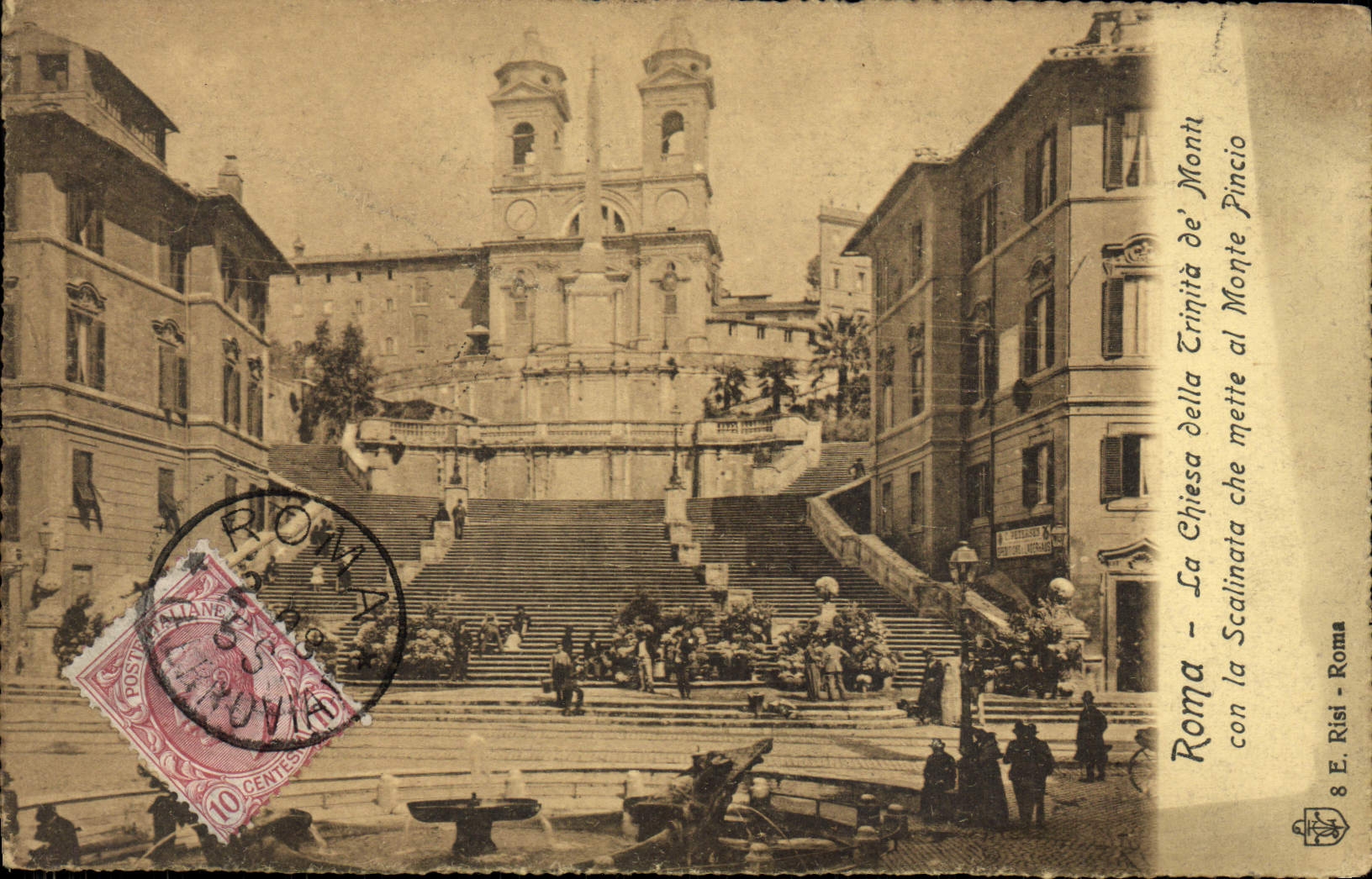 CPA Roma La Chiesa della Trinita de monn con la Scalinata che mette al Monte Pincio