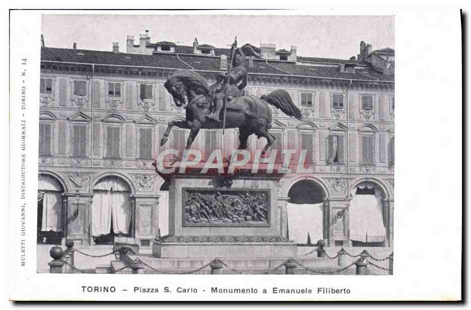 CPA Torino Piazza S Carlo Monumento a Emanuele Filiberto