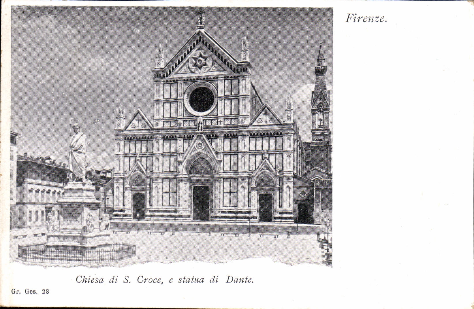 CPA Firenze Chiesa di s Croce e Statua di Dante