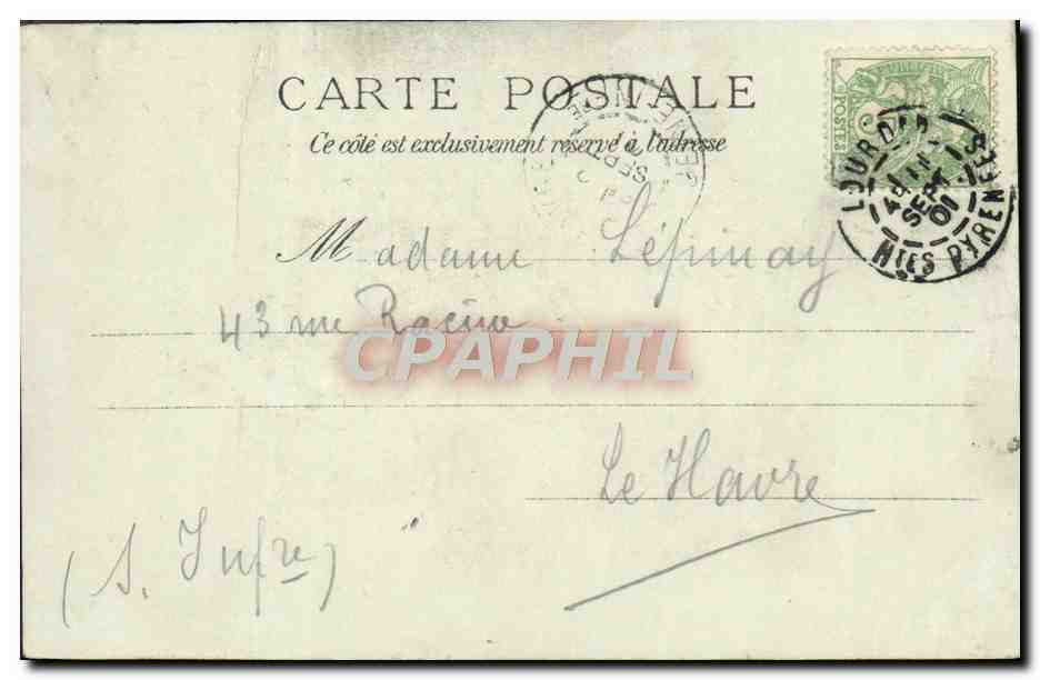CPA Lourdes La Grotte de la Basilique — Verso