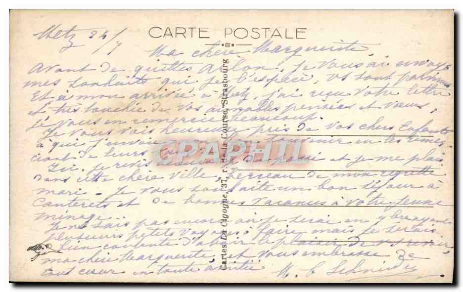 Metz — Vue d'ensemble sur la Porte des Allemands et la Cathédrale — éditeur inconnu, n° 10111 — Verso