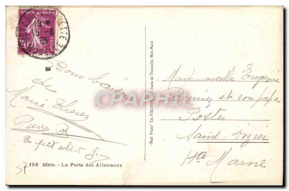 CPM Metz La Porte des Allemands Peche Pecheur — Rückseite
