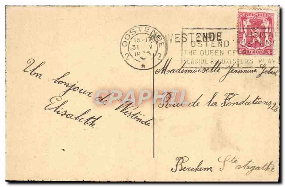 Westende-Bains — La Route Royale — Éditeur inconnu, n°76 — Verso