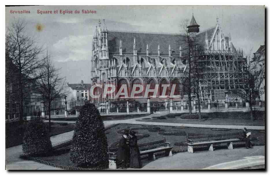 CPA Bruxelles Square et Eglise du Sablon